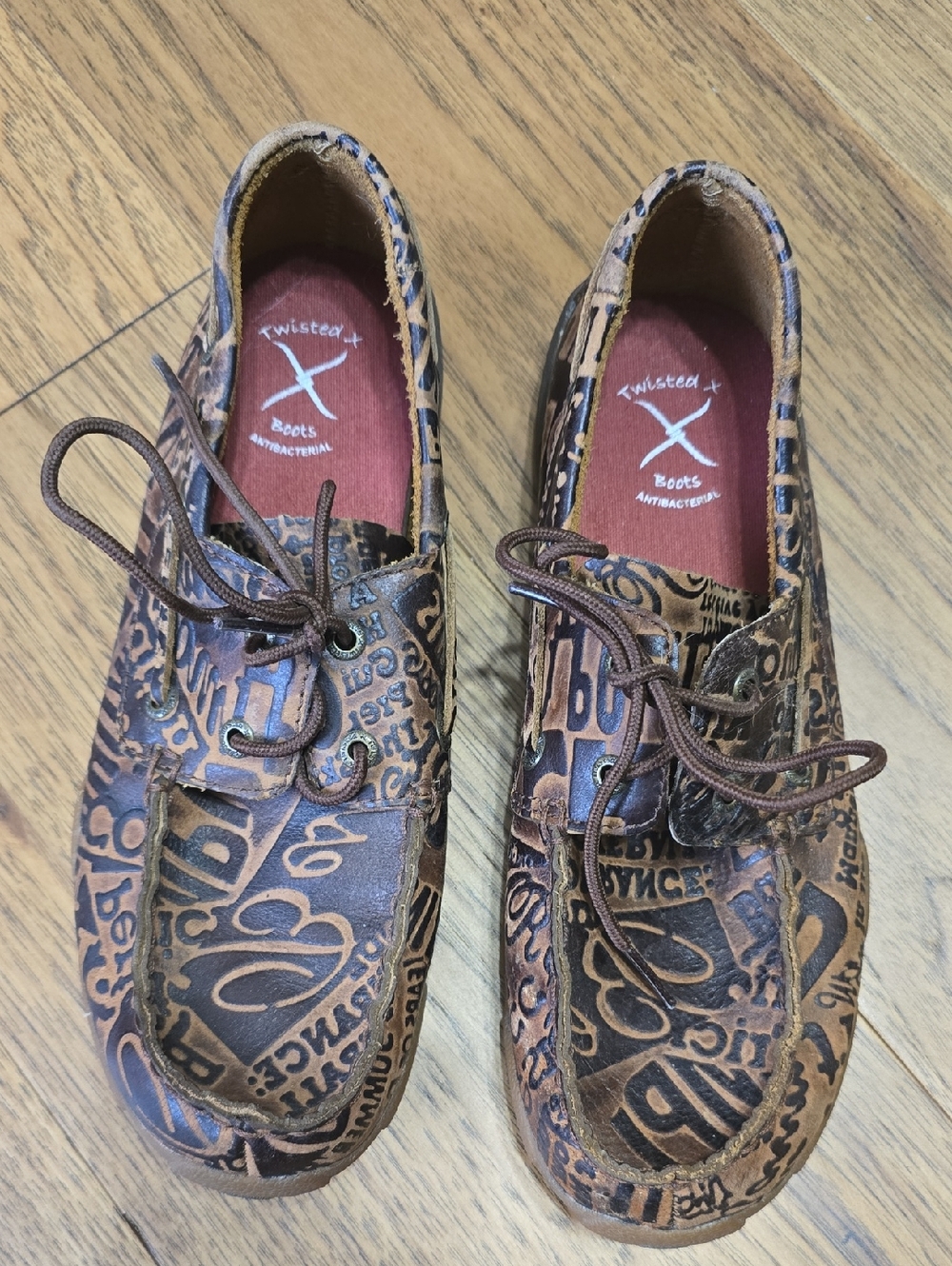 Twisted X Brown Graphic Leather Moc Toe Lace-Up Shoes